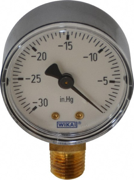 Wika 4252901 Pressure Gauge 2" Dial, 0 to 30 psi, 1/4" Thread, NPT, Lower Mount
