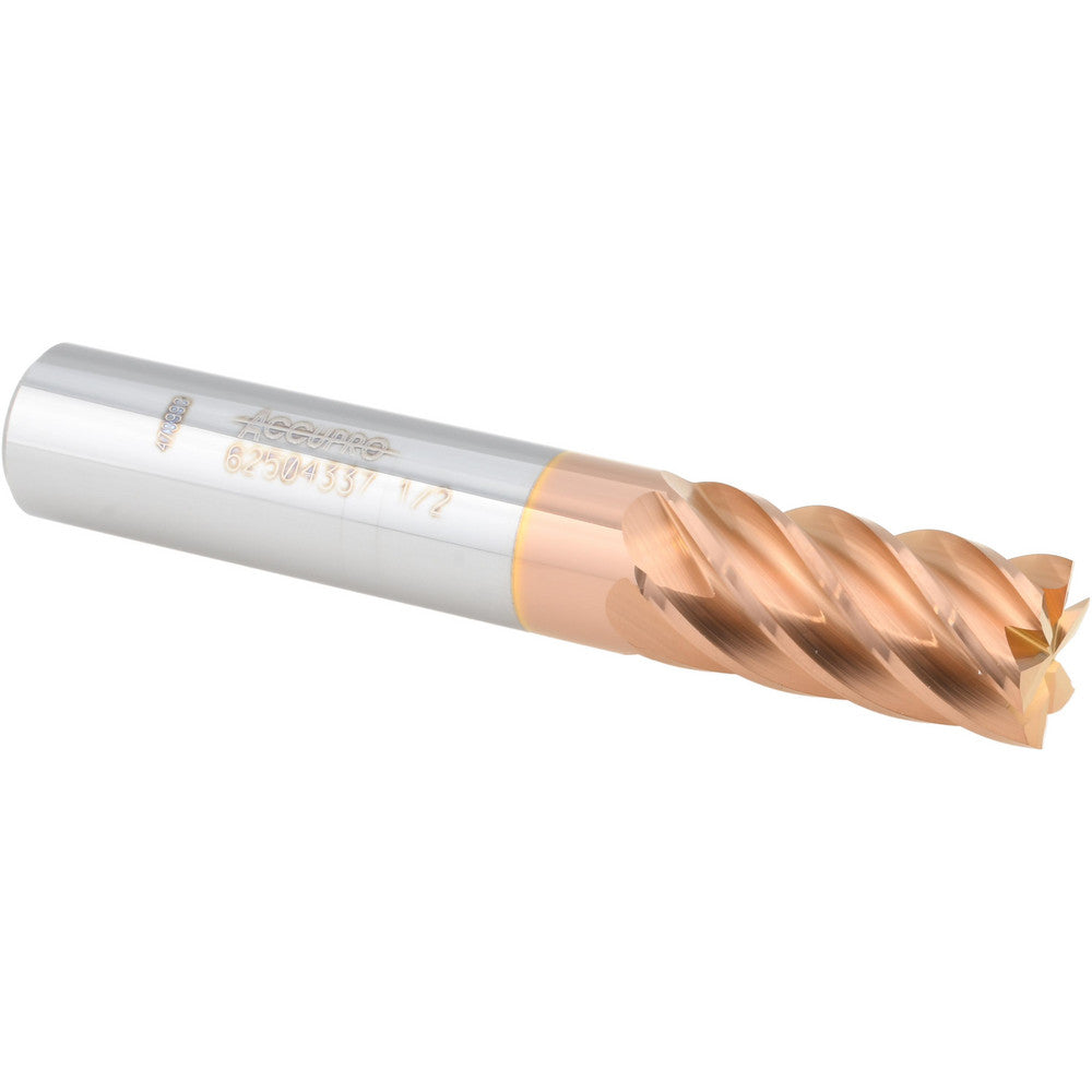 Accupro 62504337 Square End Mill 1/2'' Dia, 1'' LOC, 1/2'' Shank Dia, 3'' OAL, 6 Flutes, Solid Carbide