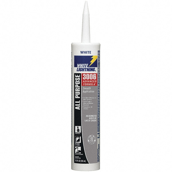 White Lightning W12AF0010 Caulk 10 oz Cartridge, White, Acrylic & Latex