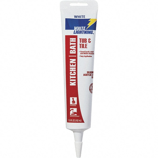White Lightning W22000005 Caulk 5.5 oz Cartridge, White, Acrylic & Silicone Hybrid