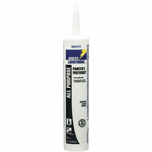 White Lightning W13000010 Caulk 10 oz Cartridge, White, Acrylic & Latex