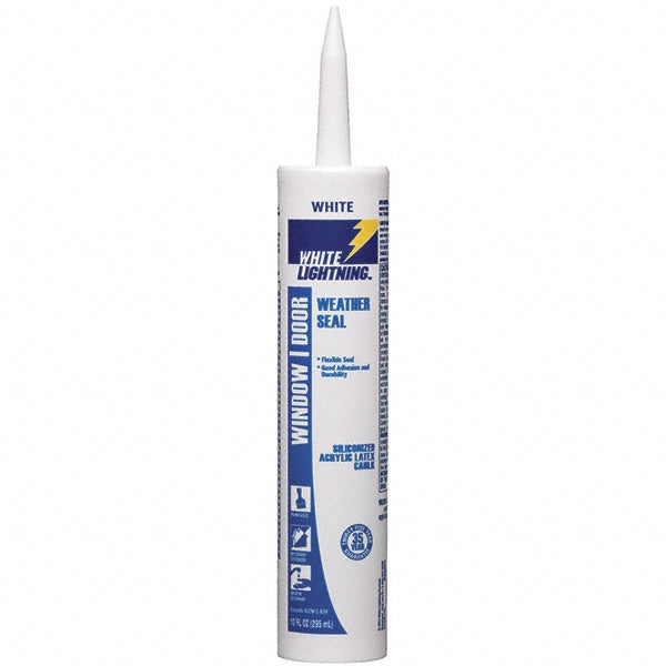 White Lightning W32000010 Caulk 10 oz Cartridge, White, Acrylic & Silicone Hybrid