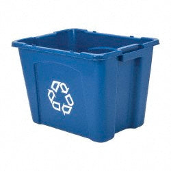 Rubbermaid FG571473BLUE Rubbermaid Commercial Products, Recycling Bin/Box, Stackable, 14 Gal, Blue