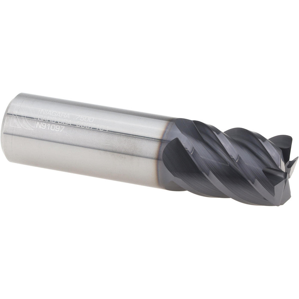 Seco 17007056 Corner Radius End Mill 3/4" Dia, 1" LOC, 0.0300" Radius, 5 Flute, Solid Carbide
