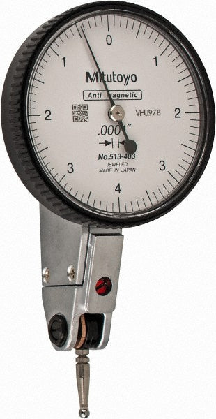 Mitutoyo 513-403-10T Horizontal Dial Test Indicator 0.0080" Max, 0-4-0 Dial Reading, 0.000100" Accuracy