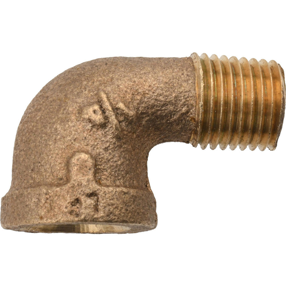 Merit Brass XNL103-04 Brass Pipe 90 &deg Street Elbow 1/4" Fitting, Threaded, FNPT x MNPT, Class 125, Lead Free