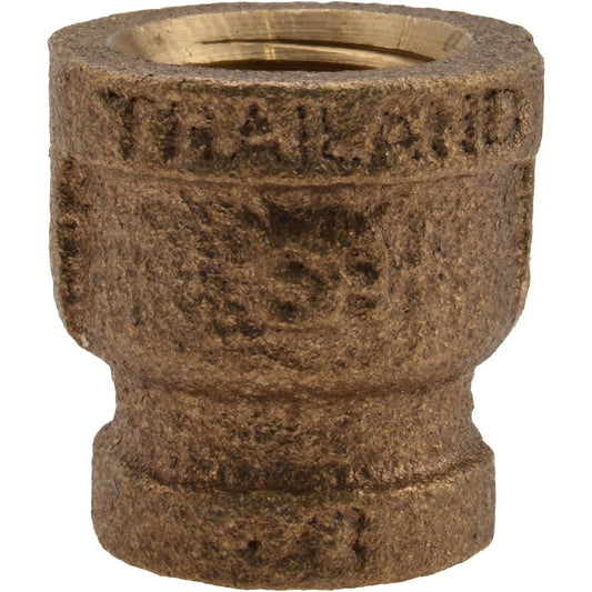 Merit Brass XNL112-0604 Brass Pipe Reducing Coupling 3/8 x 1/4" Fitting, Threaded, FNPT x FNPT, Class 125, Lead Free