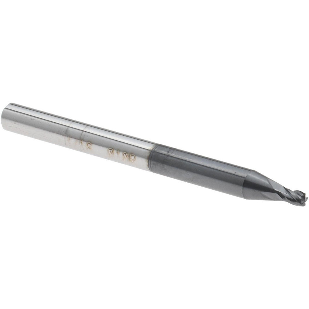 Accupro 14796306 Corner Radius End Mill 1/16" Dia, 0.083" LOC, 0.0100" Radius, 4 Flute, Solid Carbide