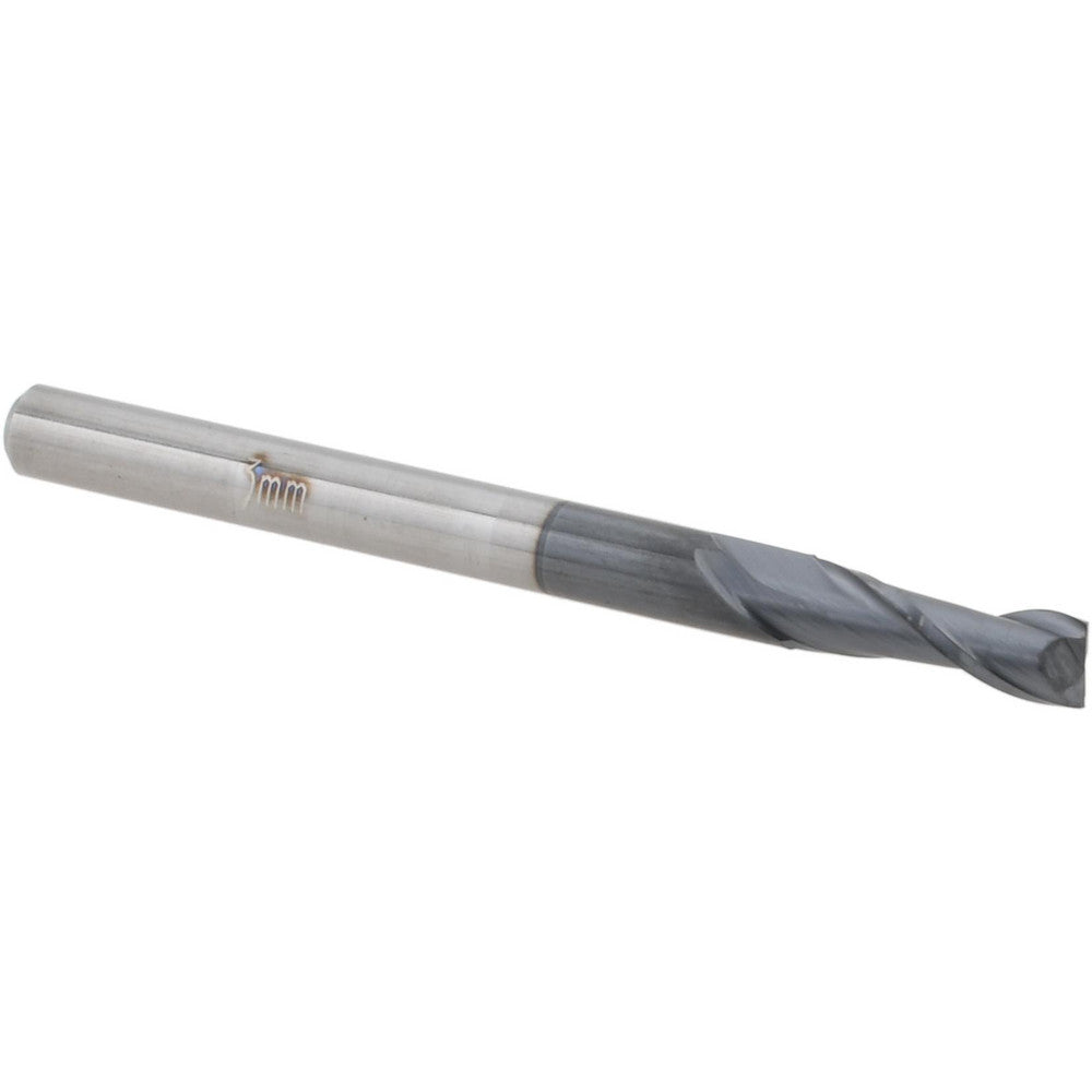 Accupro 14797130 Square End Mill 3 mm Dia, 0.354" LOC, 2 Flutes, Solid Carbide