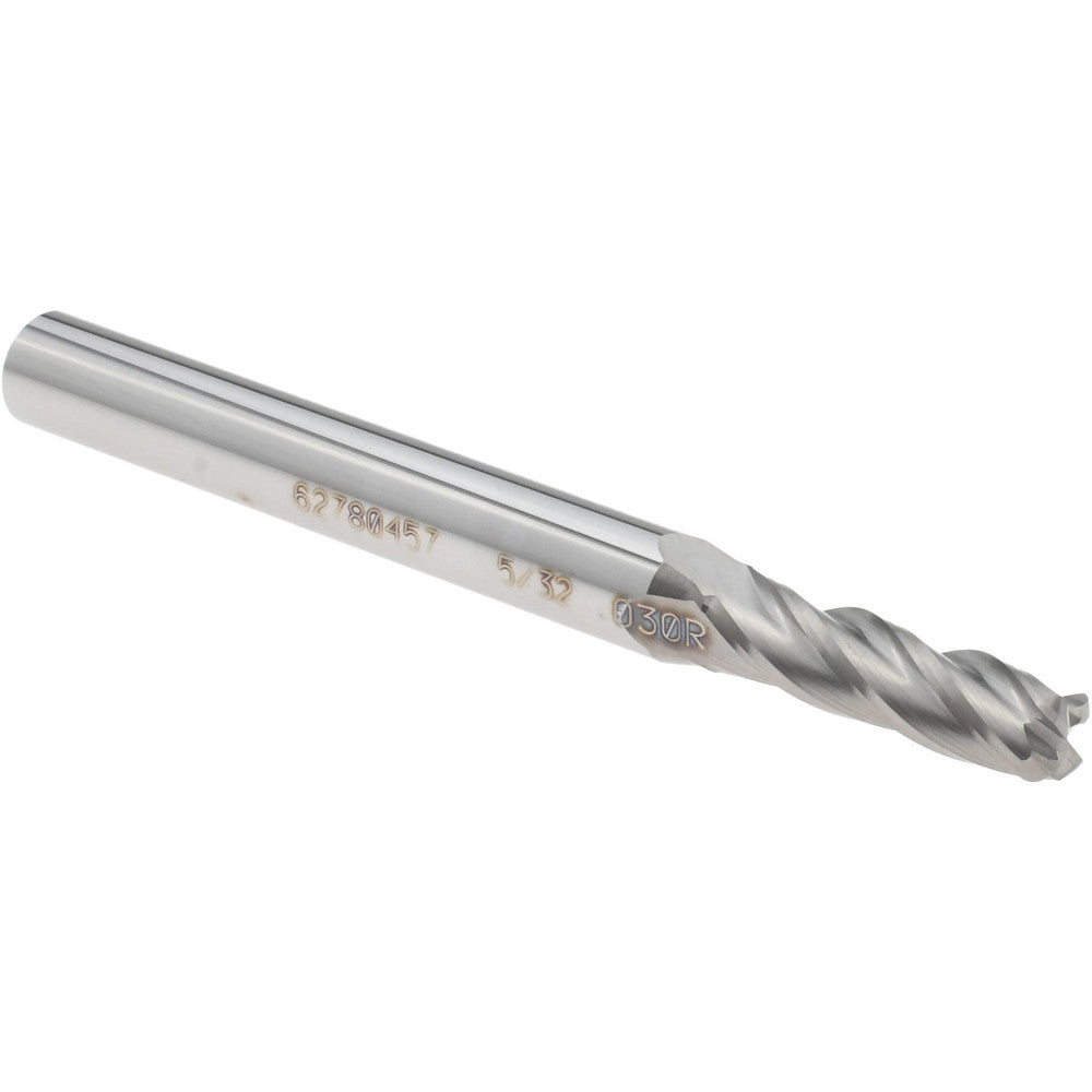 Accupro 14796340 Corner Radius End Mill 0.1562" Dia, 1.25" LOC, 0.0300" Radius, 4 Flute, Solid Carbide