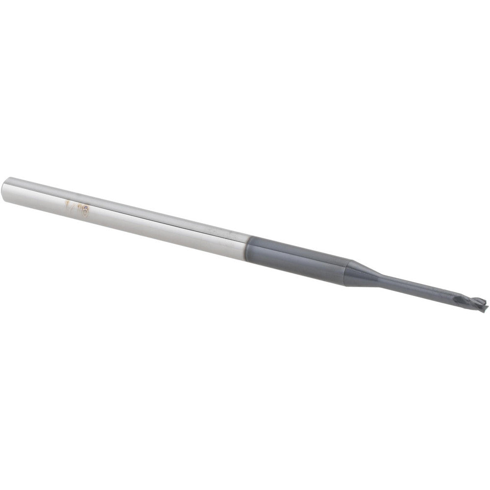 Accupro 14797235 Square End Mill 1/16" Dia, 0.093" LOC, 3 Flutes, Solid Carbide