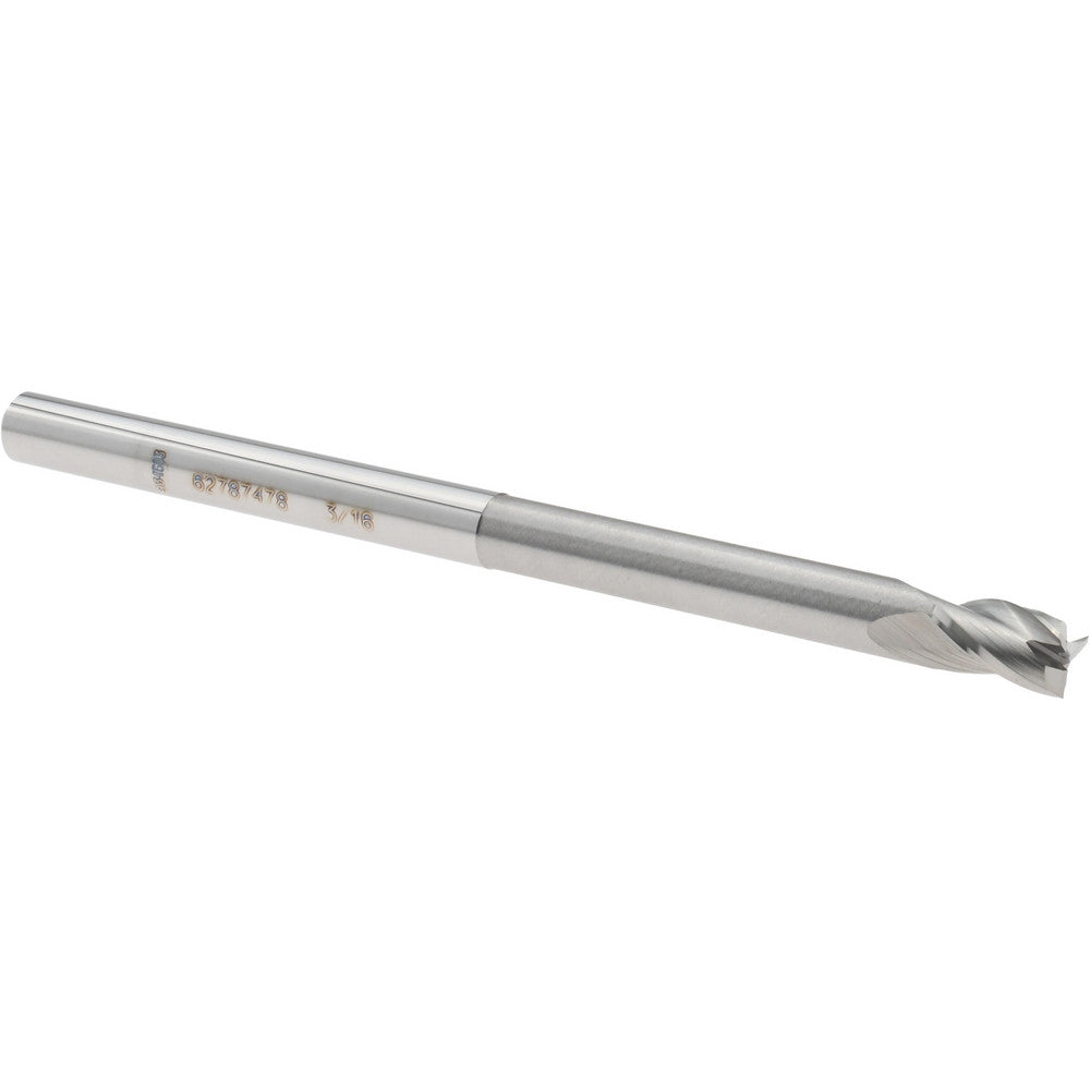 Accupro 14797320 Square End Mill 3/16" Dia, 9/32" LOC, 3 Flutes, Solid Carbide