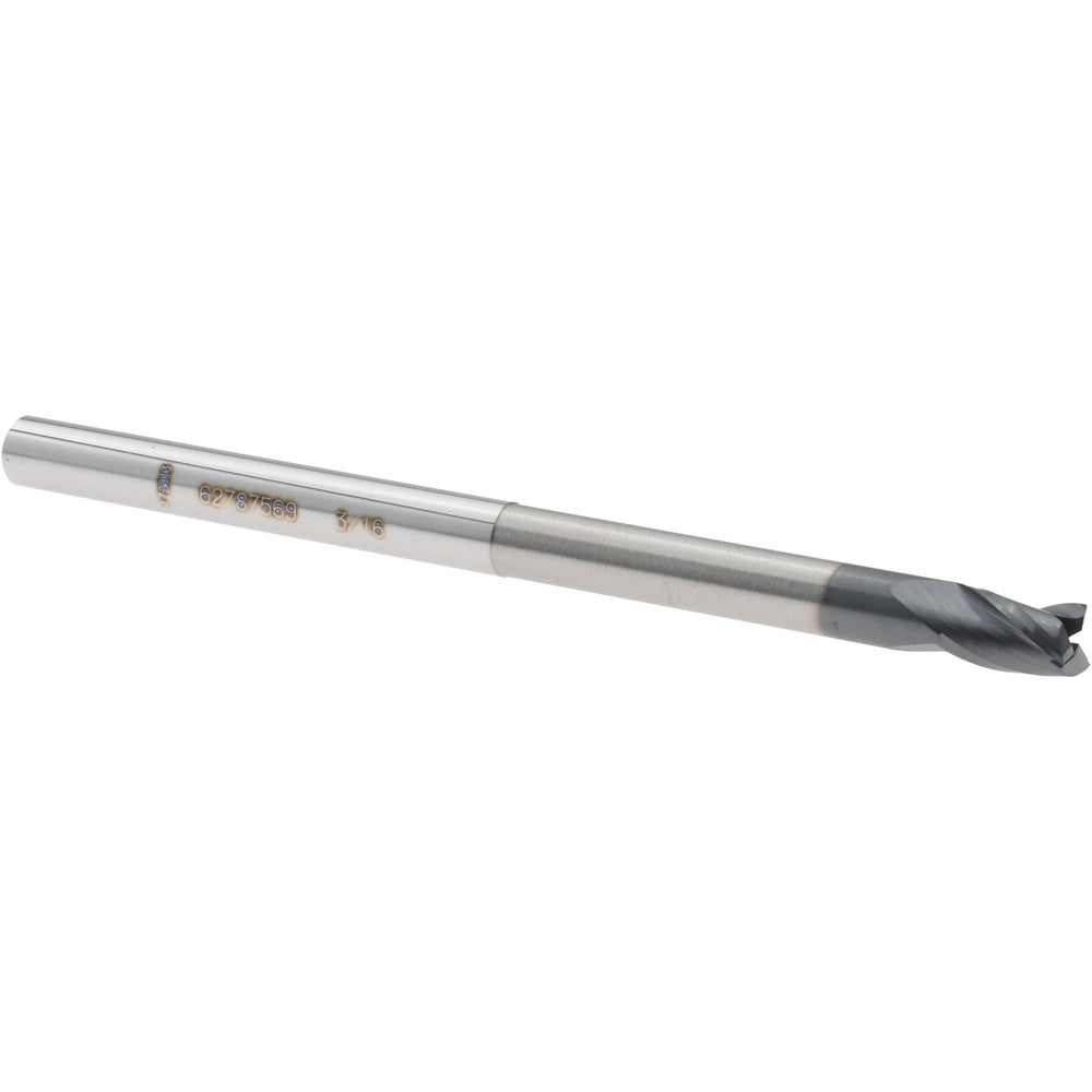 Accupro 14797321 Square End Mill 3/16" Dia, 9/32" LOC, 3 Flutes, Solid Carbide