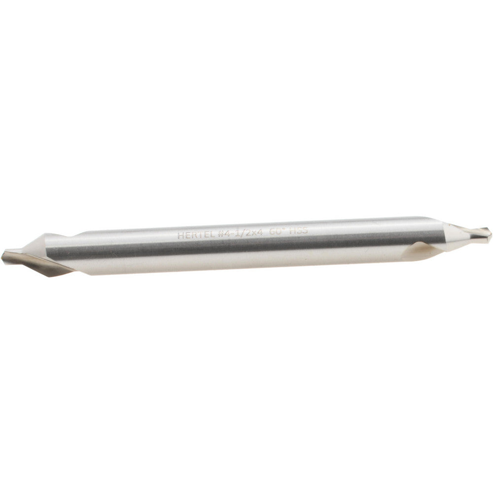 Hertel H-81185045400 Combination Drill & Countersink #4-1/2, 3/8" Body Dia, 118 deg, High-Speed Steel
