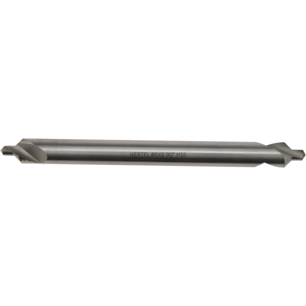 Hertel H-81155L06060 Combination Drill & Countersink #6, 1/2" Body Dia, 118 deg, High-Speed Steel