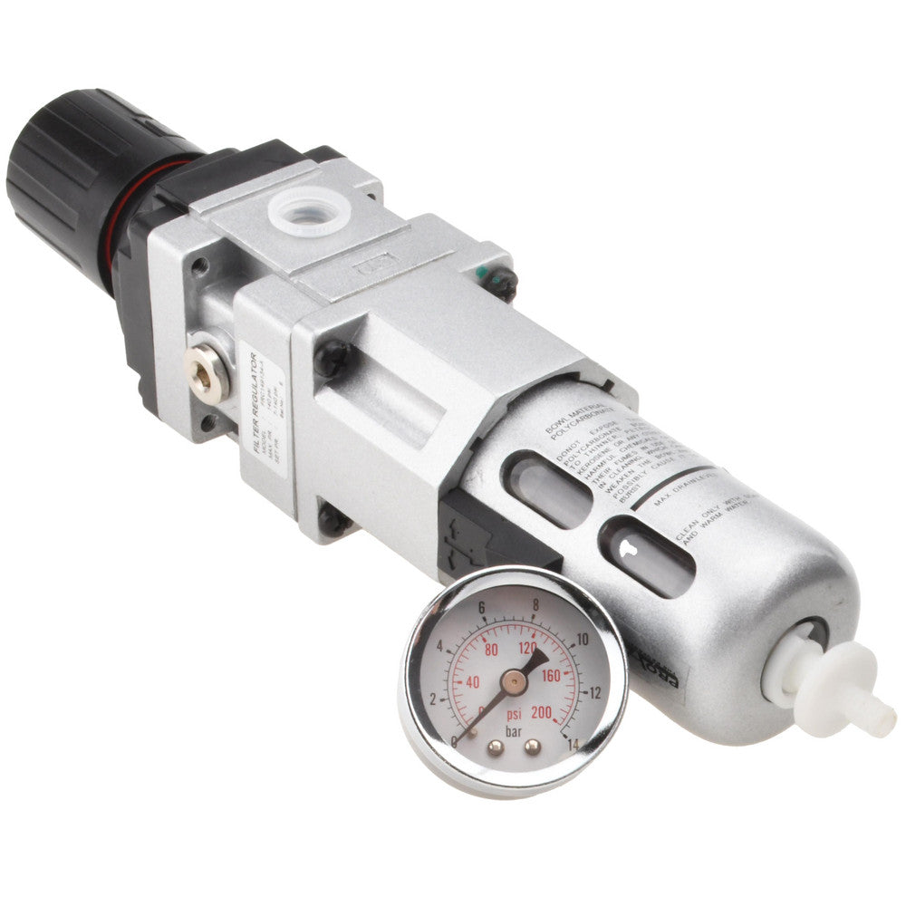 Pro-Source 1530002550PRO FRL Combination Unit 1/4 NPT, Intermediate, 1 Pc Filter/Regulator with Pressure Gauge