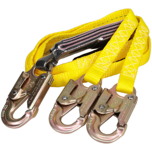 PRO-SAFE PS-SA-LN10 Shock Absorbing Tie Off Lanyard 6' Long, 350 Lb Capacity, 2 Leg Locking Snap Hook Harness