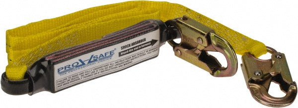 PRO-SAFE PS-SA-LN3 6' Long, 350 Lb Capacity, 1 Leg Locking Snap Hook Harness Shock Absorbing Lanyard