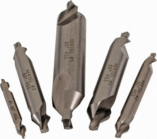 Hertel H-81115000000 #1 to #5 High Speed Steel Combo Drill & Countersink Set