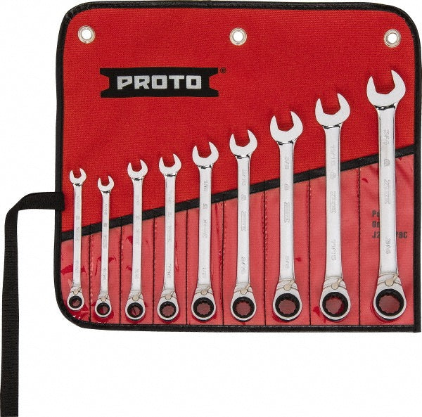 Proto JSCVT-9S Reversible Ratcheting Combination Wrench Set 9 Pc, Inch