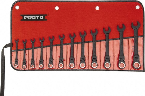 Proto JSCVMF-12S Ratcheting Flex-Head Spline Wrench Set 12 Pc, Metric
