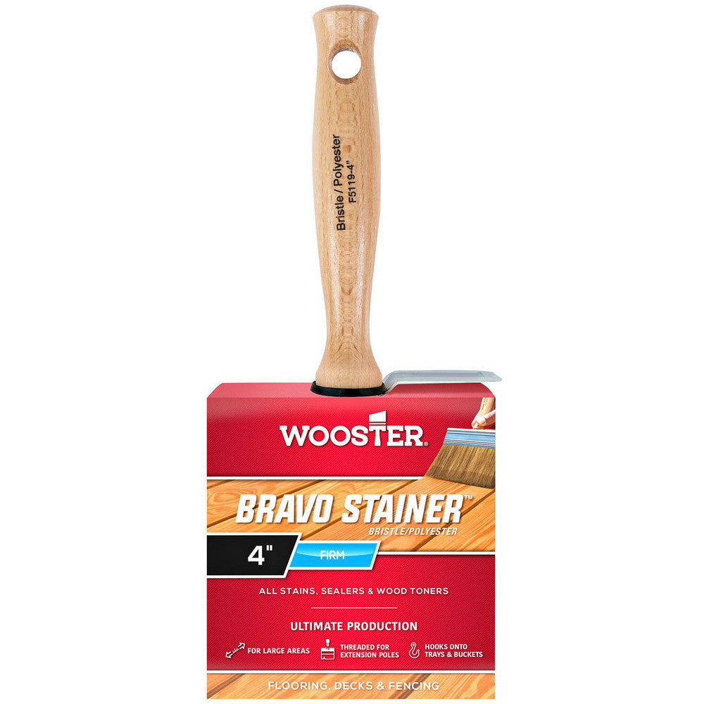 Wooster Brush F5119-4 Paint Brush 4" Wide, Hog & Polyester, Natural & Synthetic Bristle