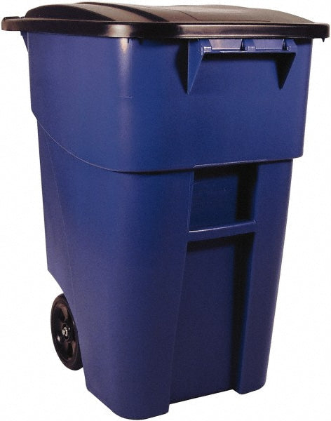 Rubbermaid FG9W2700BLUE Rollout Trash/Garbage Can/Bin with Wheels, 50 Gal, Blue