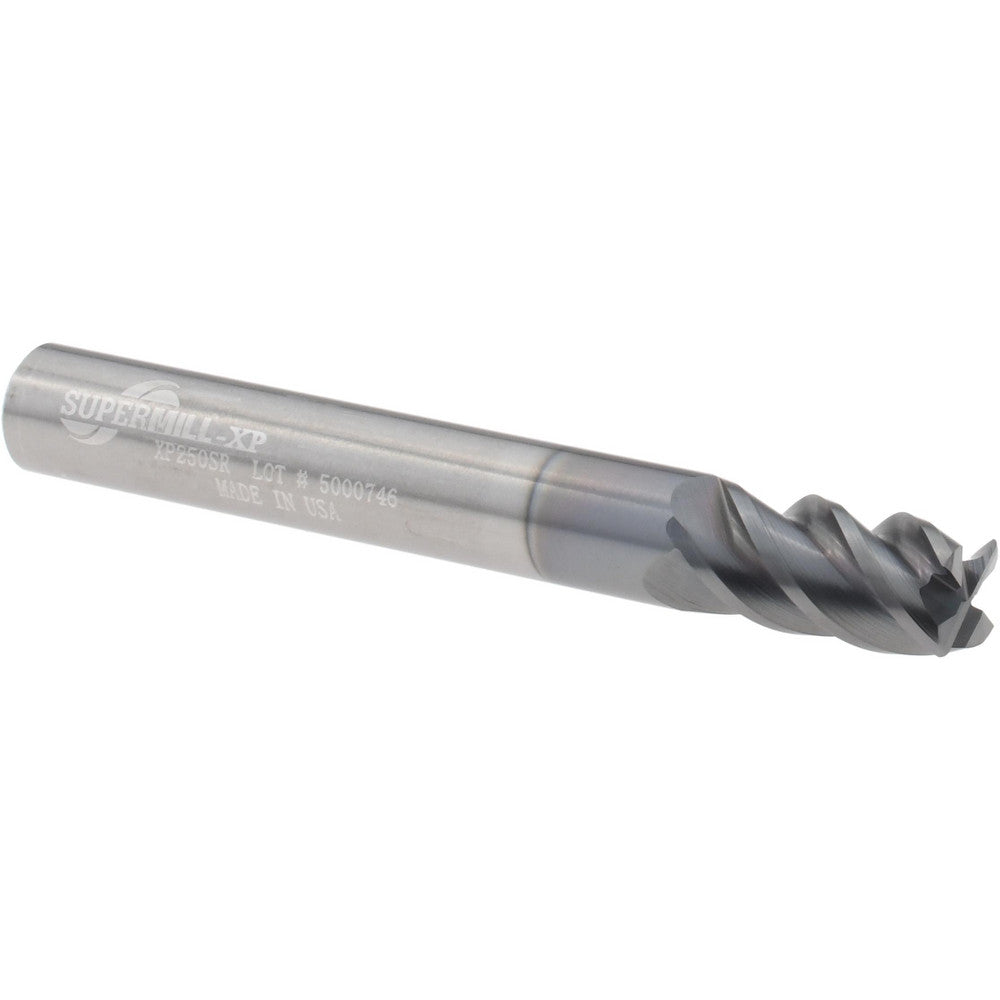 Supermill 5253697 Corner Radius End Mill 1/4" Dia, 1/2" LOC, 0.0150" Radius, 4 Flute, Solid Carbide