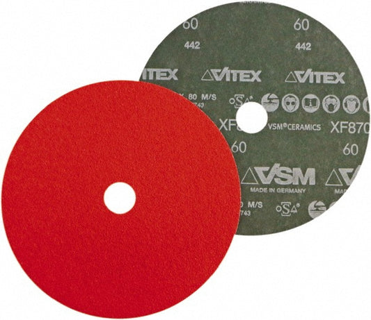 VSM 149153 Fiber Disc  7" Disc Dia, Arbor Hole, 80 Grit, Ceramic Alumina