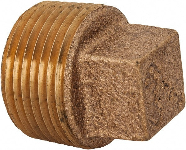 Merit Brass XNL117-12 Brass Pipe Square Head Plug 3/4" Fitting, Threaded, MNPT x FNPT, Class 125, Lead Free