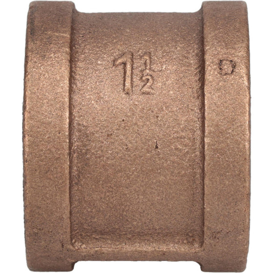 Merit Brass XNL111-24 Brass Pipe Coupling 1-1/2" Fitting, Threaded, FNPT x FNPT, Class 125, Lead Free