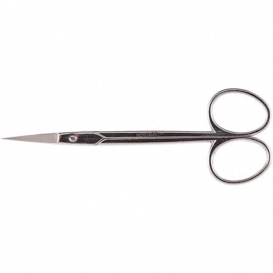 Heritage Cutlery 104C Scissors, Forceps & Tweezers Product Type Scissor  Overall Length 4.5in  Blade Material Nickel Plated Carbon Chrome  Handle Material Metal  Blade Style Curved  