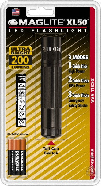 Mag-Lite XL50-S3016 Handheld Flashlight LED, 36 hr Max Run Time, AAA battery