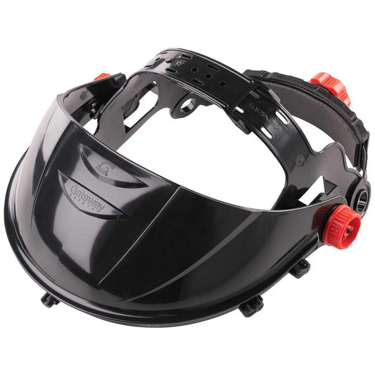 Gateway Safety 697 Face Shield Headgear Headgear Type Headgear  Material HDPE ABS Nylon Plastic  Color Black  Suspension Type 3-Point  Suspension Adjustment Type Ratchet  Suspension Material Plastic Nylon