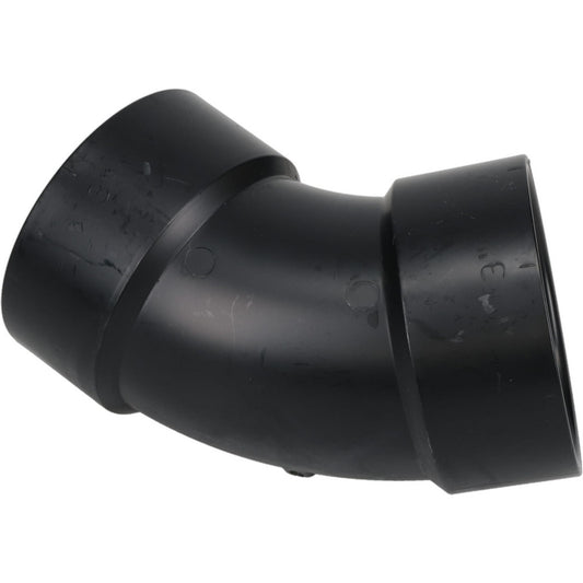 NIBCO I042650 Drain, Waste & Vent 45 deg Elbow 3" Fitting, Hub x Hub, Acrylonitrile Butadiene Styrene
