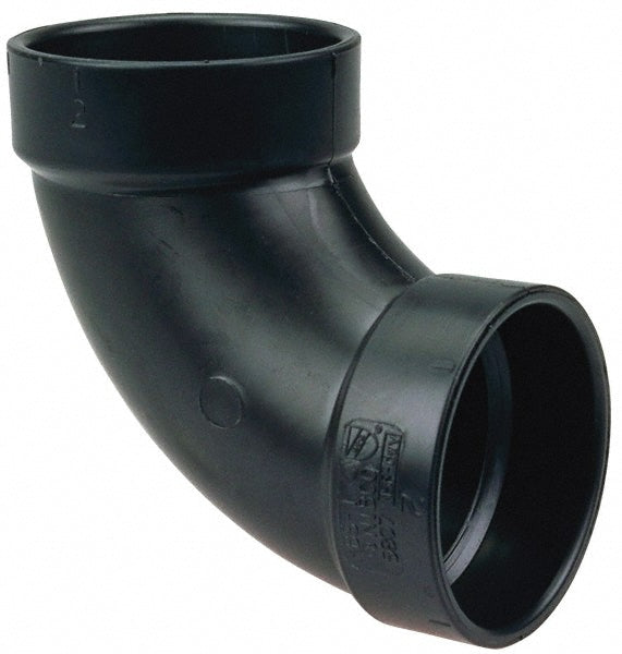 NIBCO I055550 Drain, Waste & Vent 90 deg Elbow 3" Fitting, Hub x Hub, Acrylonitrile Butadiene Styrene
