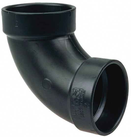 NIBCO I055550 Drain, Waste & Vent 90 deg Elbow 3" Fitting, Hub x Hub, Acrylonitrile Butadiene Styrene