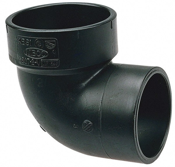 NIBCO I057500 Drain, Waste & Vent 90 deg Street Elbow 2" Fitting, Spig x Hub, Acrylonitrile Butadiene Styrene