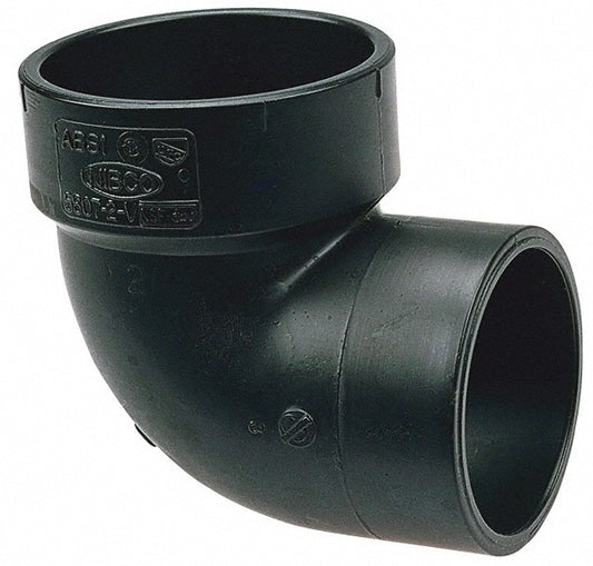 NIBCO I057500 Drain, Waste & Vent 90 deg Street Elbow 2" Fitting, Spig x Hub, Acrylonitrile Butadiene Styrene