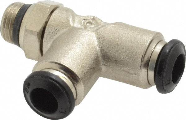 Aignep USA 50222N-6-1/8 Push-to-Connect Tube x Universal Thread Fitting Swivel Run Tee, Universal, 6.00 mm OD