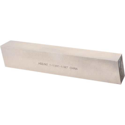 Value Collection 360-0201 Tool Bit Blank 1-1/4" Wide, 1-1/4" High, 7" OAL, M2 High Speed Steel, Square