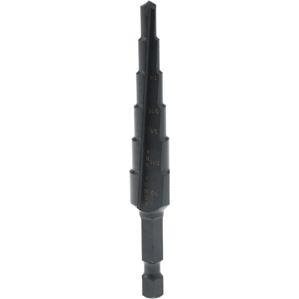 Lenox 30884VB4 Step Drill Bit 4.8 to 12.7 mm Dia, 1/4" Shank Dia, High Speed Steel, 6 Hole Sizes