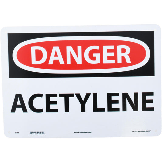 AccuformNMC D3RB Sign Rectangle, DANGER, Danger - Acetylene