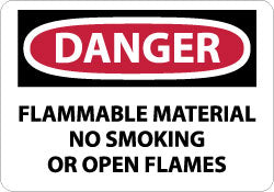AccuformNMC D117RB Accident Prevention Sign Rectangle, "Danger, FLAMMABLE MATERIAL NO SMOKING OR OPEN FLAMES"
