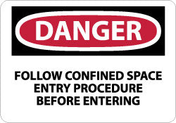 AccuformNMC D277PB Accident Prevention Sign Rectangle, "Danger, FOLLOW CONFINED SPACE ENTRY PROCEDURE BEFORE ENTERING"