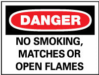 AccuformNMC D217PB Accident Prevention Sign Rectangle, "Danger, NO SMOKING MATCHES OR OPEN FLAMES"