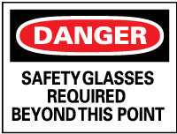 AccuformNMC D108RB Accident Prevention Sign Rectangle, "Danger, SAFETY GLASSES, SAFETY SHOES AND HARD HATS REQUIRED BEYOND THIS POINT"