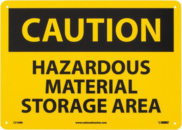 AccuformNMC C310RB Chemical & Hazardous Material Sign Rectangle, "Caution, HAZARDOUS MATERIAL STORAGE AREA"