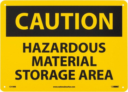 AccuformNMC C310RB Chemical & Hazardous Material Sign Rectangle, "Caution, HAZARDOUS MATERIAL STORAGE AREA"