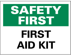 AccuformNMC SF41PB Sign Rectangle, "Safety First - First Aid Kit"